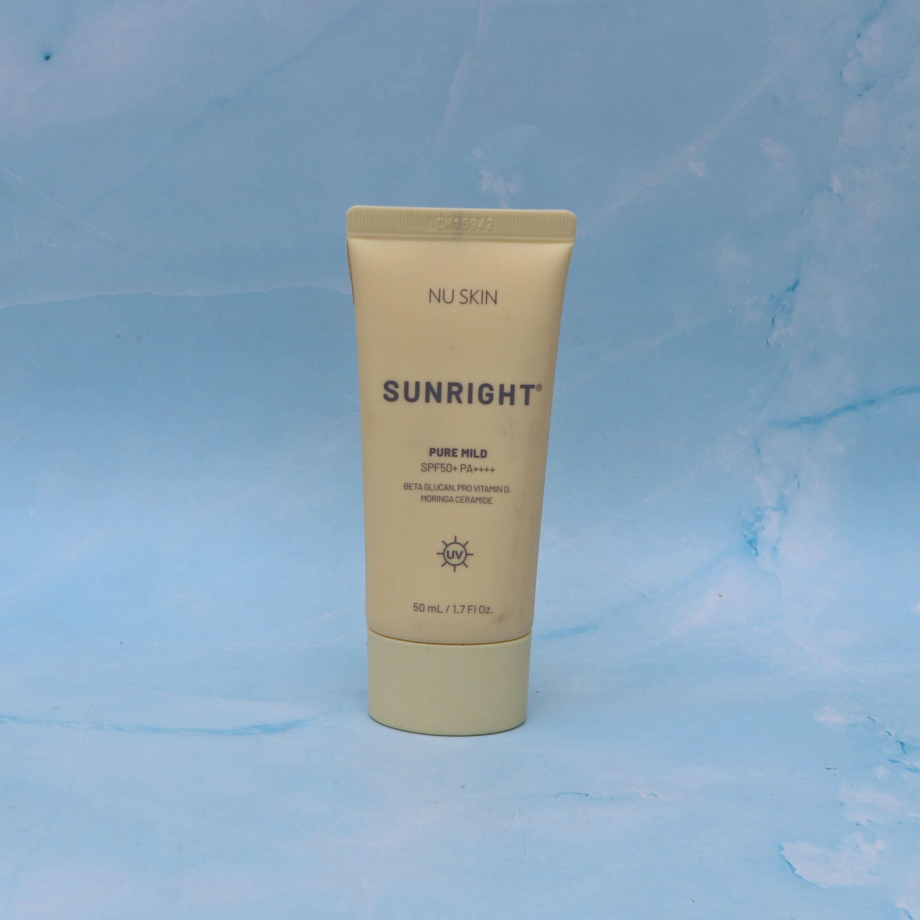 Nuskin, sezgir teri uchun tetiklashtiruvchi quyoshdan himoya kremi, Janubiy Koreya, SPF50, 27 yosh, 6 oy