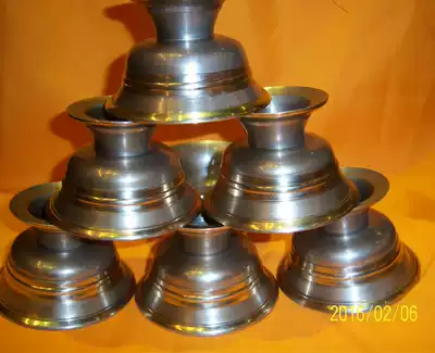 3#Bronze glossy ring pattern water supply bowl height 5 cm bowl mouth 10 cm Set of seven boutique water supply bowls