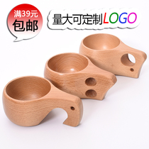 Beech wood casket coffee cup Finnish Kuksa wooden cup travel portable teacup custom LOGO