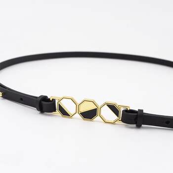 Light gold buckle fine leather women's belt cowhide belt dress decorative small girdle 0.9cm