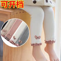 Spring and autumn can open crotch childrens leggings baby wooden ear pants childrens knitted cotton baby pants thin