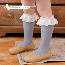 Spring and Autumn Thin Girls Lace Midline Socks Childrens Cotton Calf Socks Princess Gongkan Socks