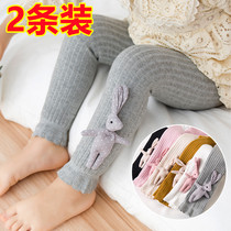 Girls can open file leggings Spring and Autumn white cotton baby wear pantyhose big pp children stripe ankle-length pants