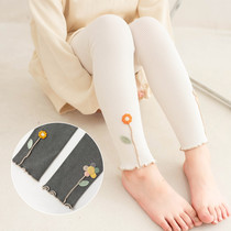 Spring and Autumn Girls Fungus Flower ankle-length pants Children Combed Cotton Base Wear Long Pants White Thin Dance Socks