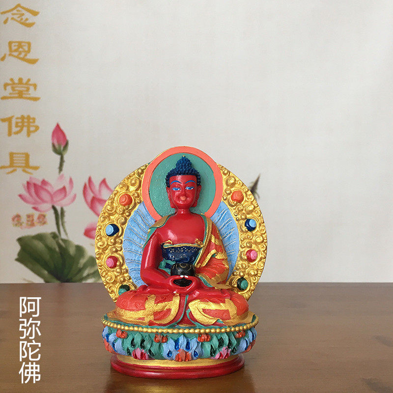 The Amitabha Buddha statue with handmade painted resin small Buddha statue Tibetan Buddhism Buddha statue with a small Buddha statue