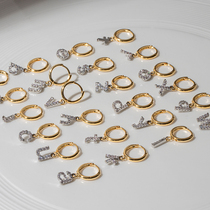 BO O N E E HIGH SENSE 26 LETTERS PENDANT GOLD AND SILVER COLLARED CIRCLE EARRINGS Niche Personality Earrings Adorned Female Tide