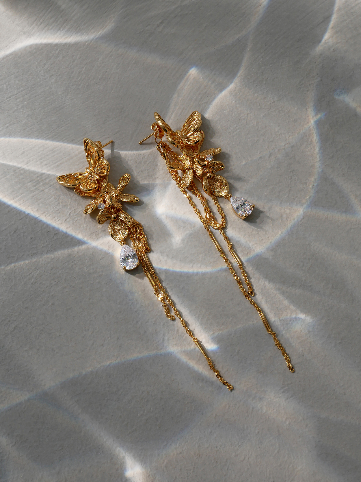 Boonee alus2023 Autumn and Winter New High-end Earrings Two-wear Romantic Butterfly Flower Tassel Earrings