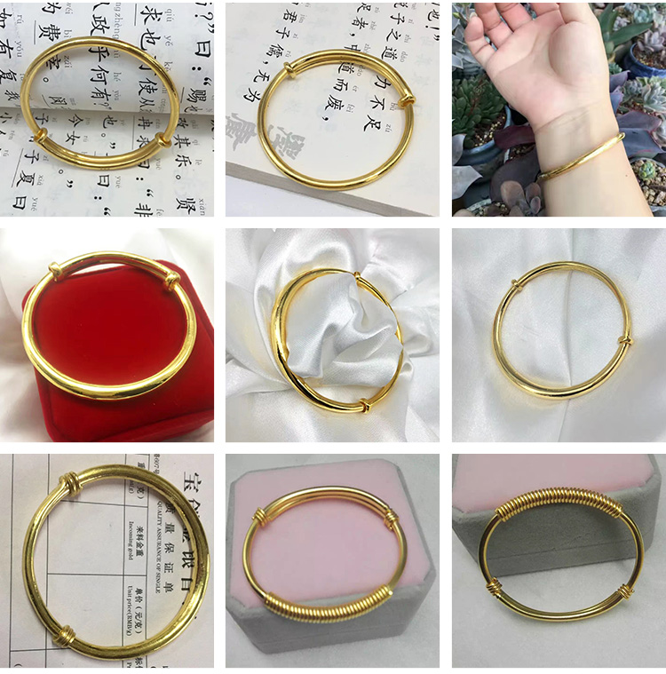 Vòng tay vàng đầy đủ 999 cá tính, vòng tay vàng nguyên chất, thủ công tùy chỉnh cá nhân - Vòng chân lắc chân nữ