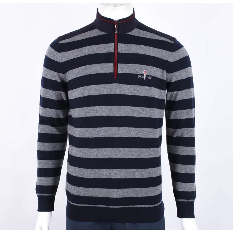 Biyinleine quần áo nam mùa thu đông len nguyên chất dây kéo nửa cao cổ áo len dài tay áo len 363160115 - Áo len áo jacket nam