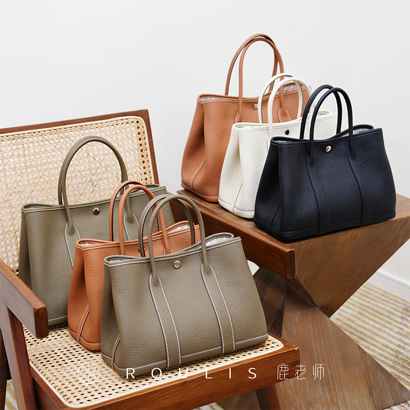 Teacher Lu｜Waxed Thread Hand-Sewn Garden Party Garden Bag Negonda Cowhide Commuter Tote Bag