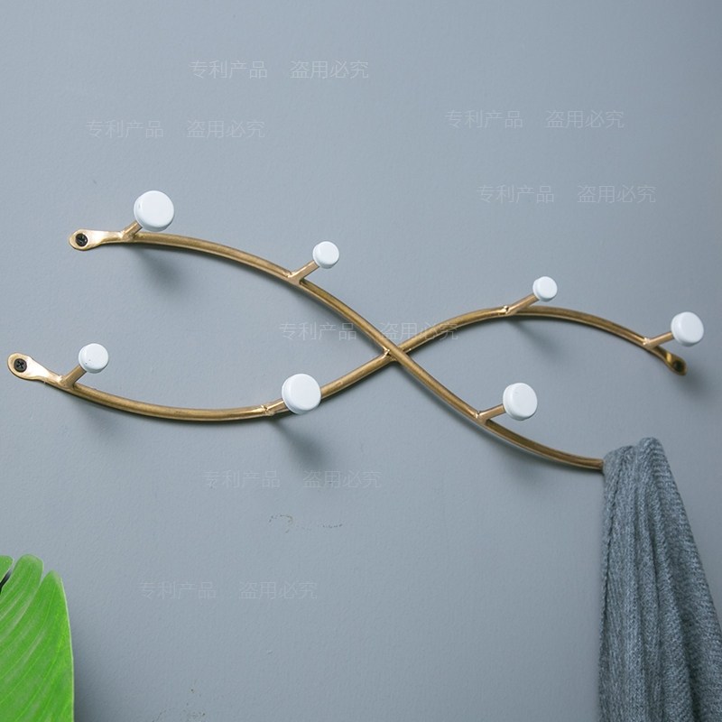 Wall clothes hook-free punch-walled keychain hanging clothesgarment shop creative iron minimalist cloakhook