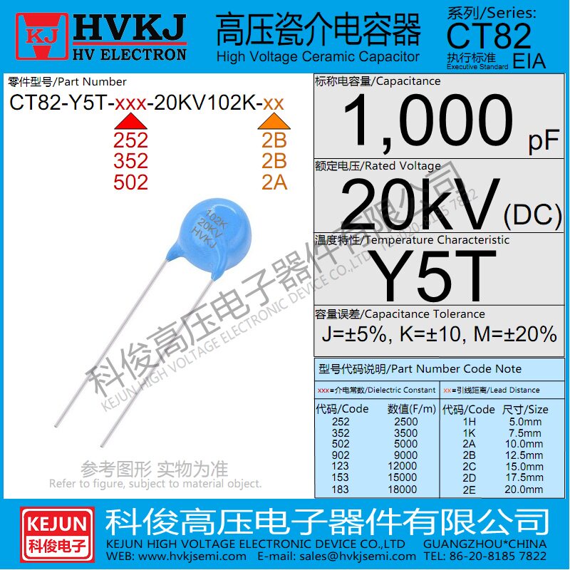 10 HVKJY5T-20KV102K high voltage ceramic dielectric capacitor 1000PF ceramic sheet negative ion