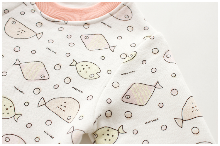 TATABEBE mùa thu đông cộng với nhung bé dài tay cotton chải romper trang phục sơ sinh một bộ đồ lót bộ đồ liền quần hình thú bé trai