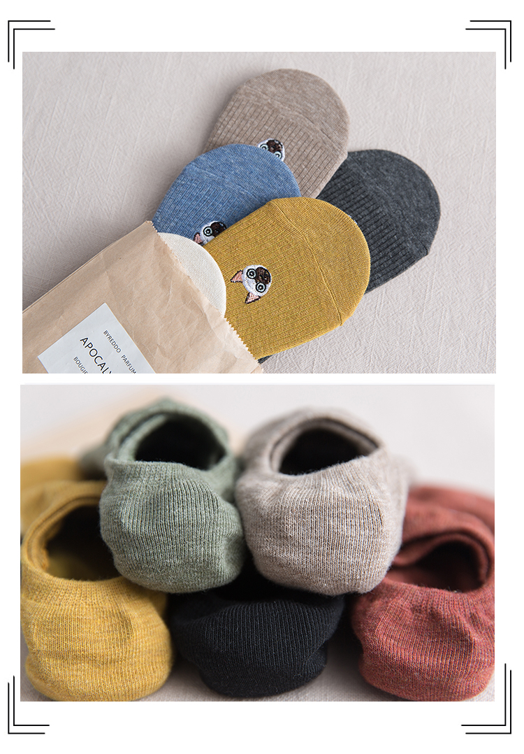 Vớ cotton nữ dễ thương vớ Nhật Bản thấp giúp chống trượt thuyền vớ mùa xuân và mùa hè mỏng phần miệng nông nữ vô hình vớ thủy triều - Vớ bông tất vớ nữ