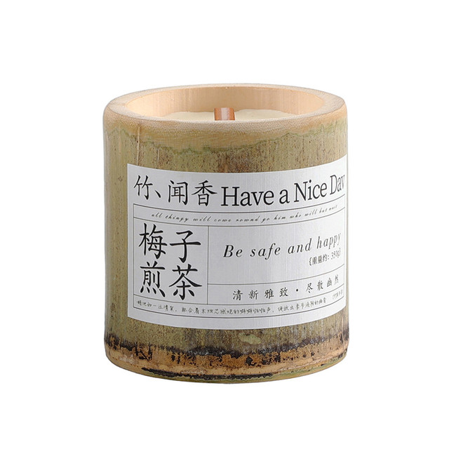 Bamboo Aromatherapy Essential Oil Candle Incense Indoor Fragrance Sleep Aid Calming Candlelight Desktop Ornament Small Size 160g