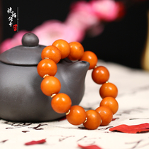 Xiaoyu old beeswax live broadcast room European return antique beeswax natural amber weathered pattern old wax round bead bracelet