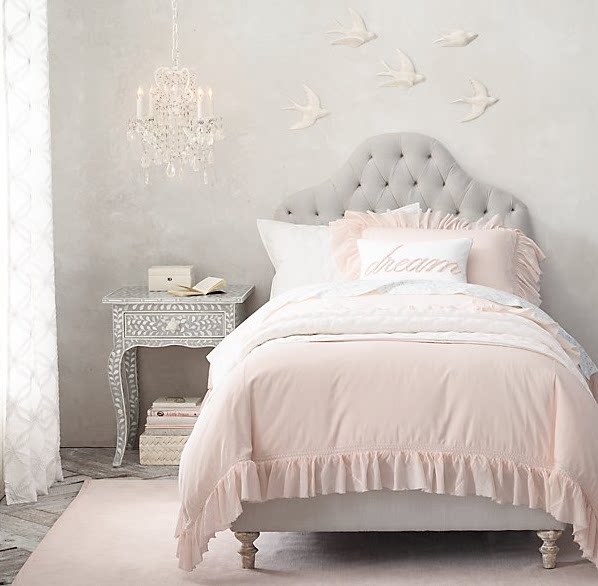 Children's bed soft bag bed sofa art pull button girl boy pink single double bedroom bed 1 21 5 meters American style