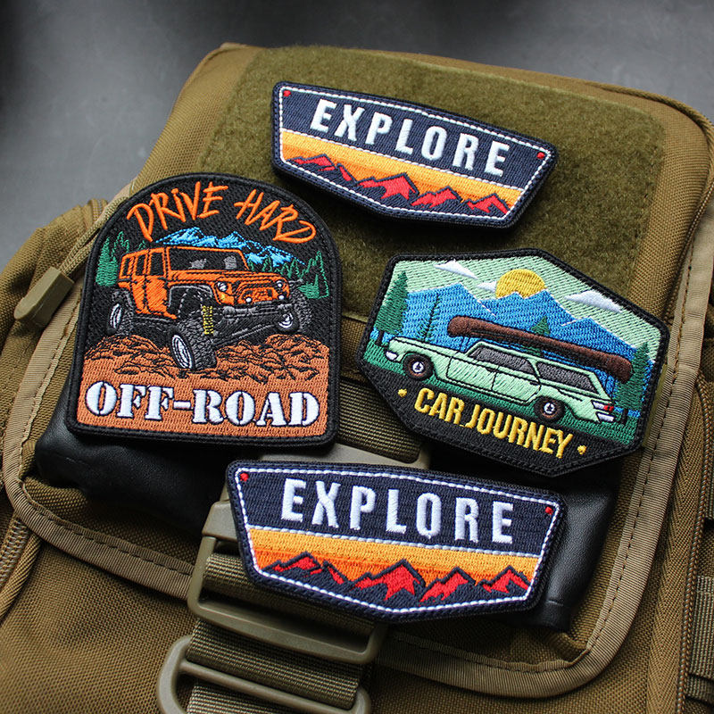 EXPLORE Adventure Embroidery Velcross Badge Touring Car DIY Morale Badge Magic Armband Bag Sticker
