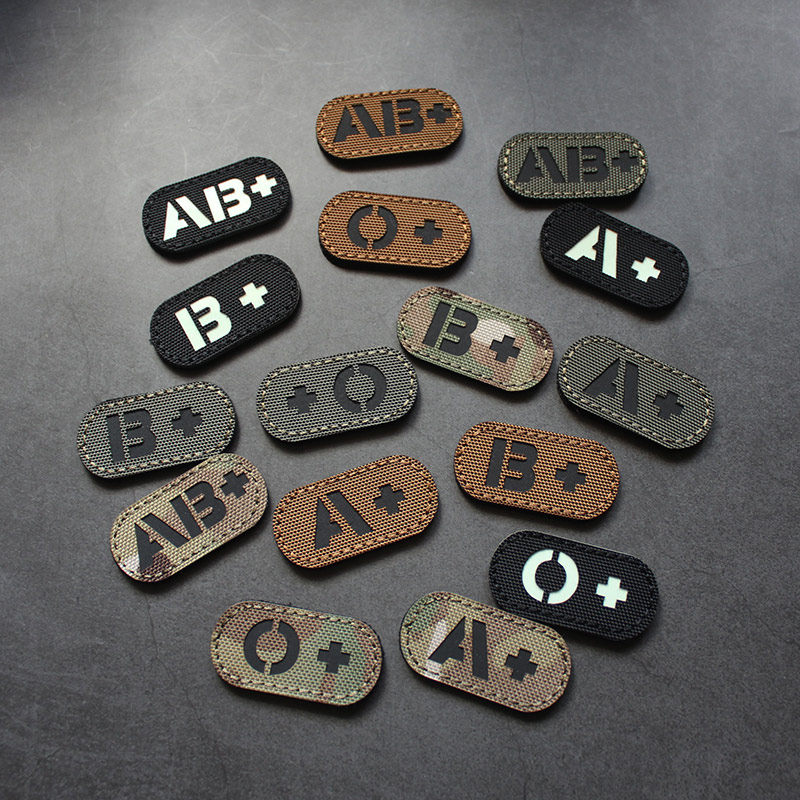 Nylon Blood Type Morale Badge Laser Engraving IR Magic Sticker Luminous Arm Badge Tactical Safety Helmet Magic Badge Medical Badge