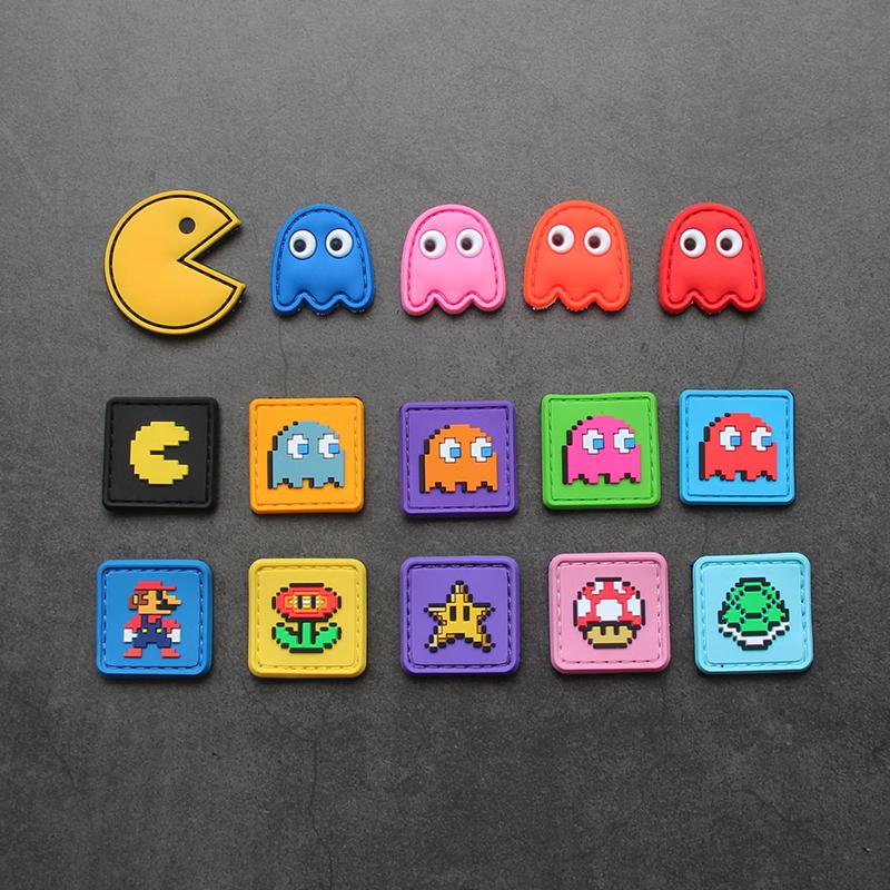 3D Pvc Pixel Badge Velcro Sneaker Stickers Plastic Magic Badge Cute Bag Stickers Video Game Elements Morale Badge