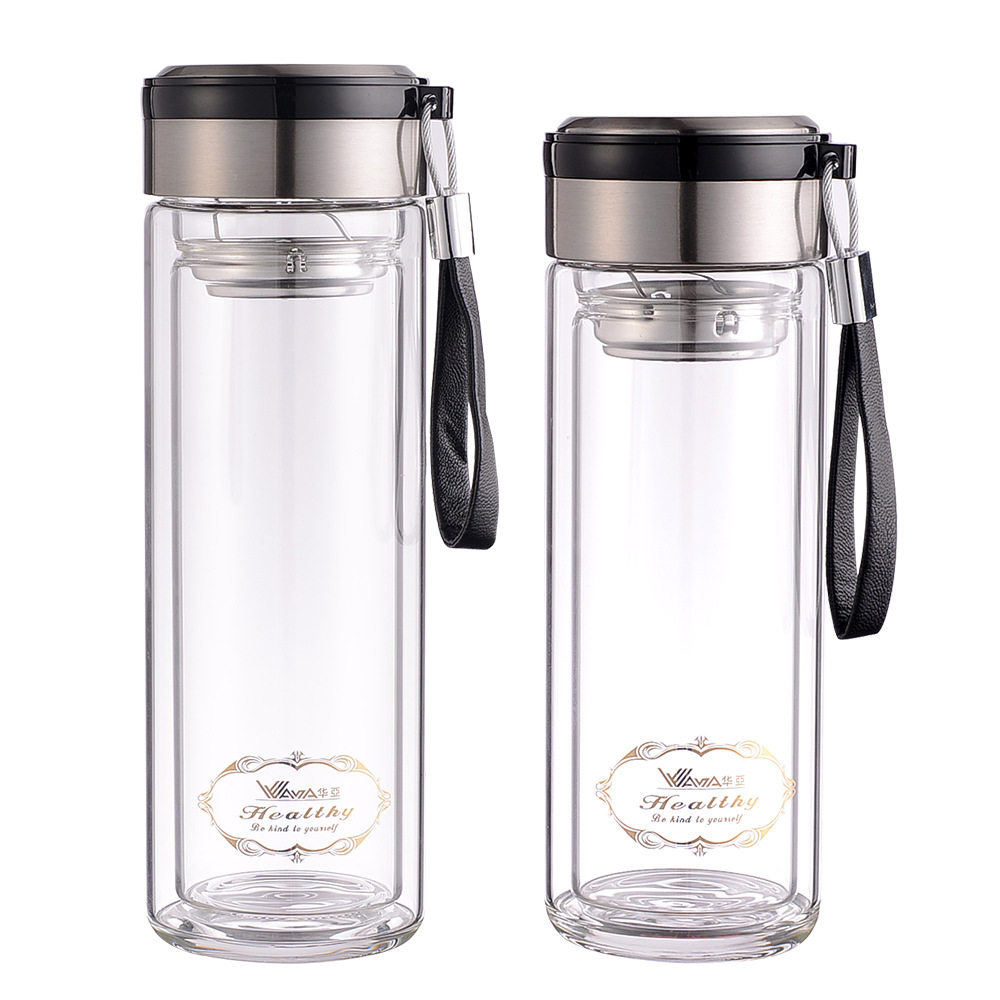 Waya Glass Cup Double Layer Portable Heat Insulation Water Cup Men And Women's Home With Lid Thickened Filter Business Cup Of Tea