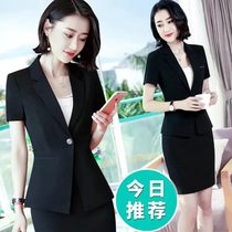 Professional suit suit Femininity goddess Fan thin short-sleeved suit Hotel front desk work clothes overalls womens summer models