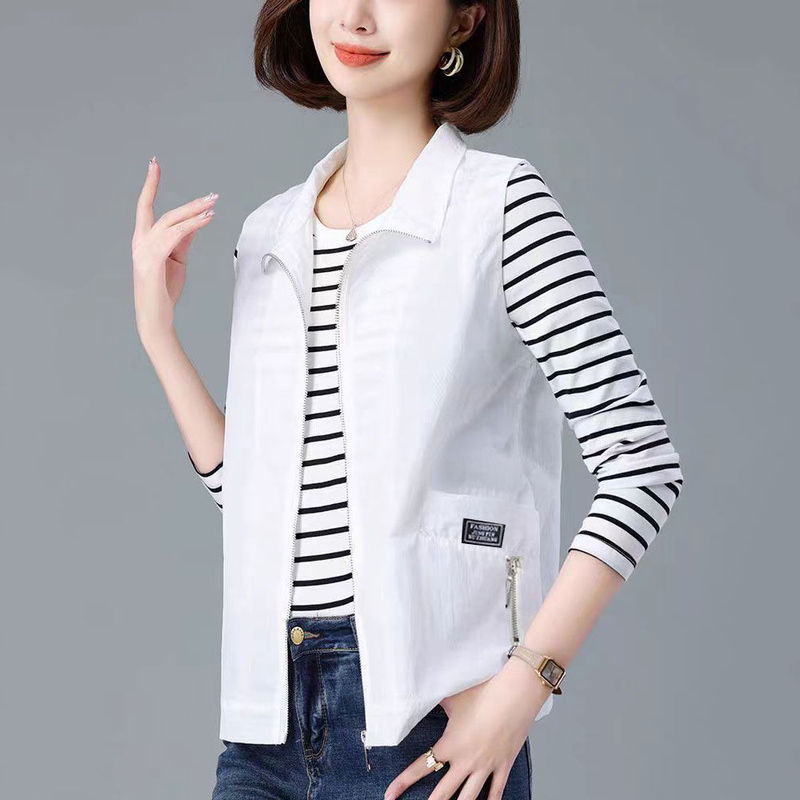[with Breathable Mesh] Thin Vest for Women, Summer Wear, Plus Size, Middle-Aged Mom's Vest, Sun Protection Outerwear, Small Vest