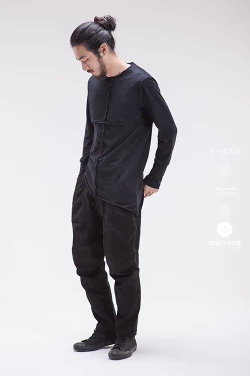 [Vô hạn không lưu hành] cotton dệt kim cắt hữu cơ cắt áo thun dài tay [không phế liệu] áo thun nam tay dài