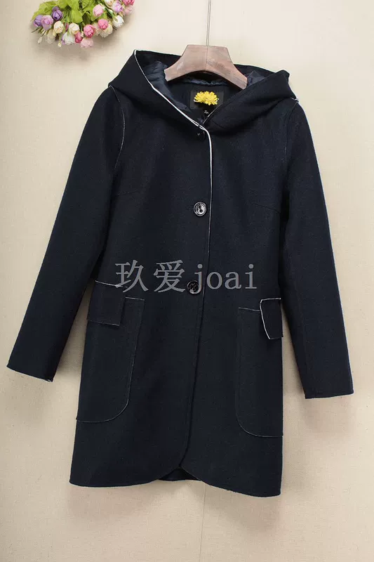 玖 Joai mùa thu mới trùm đầu dài phần mỏng áo khoác len đơn giản 6R106 - Trung bình và dài Coat