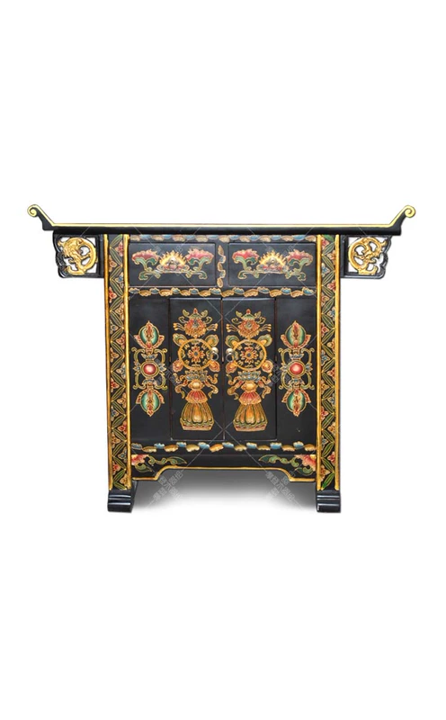 Tủ hiên cổ sơn tĩnh điện, kiểu Tây Tạng để bàn, tủ hông, tủ nghiêng, tủ hội trường, tủ gia đình, đồ gỗ nội thất gỗ nguyên khối Trung Quốc - Buồng