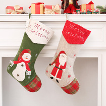 Christmas Socks Gift Bag Decoration Pendant Kindergarten Children Ornament Santa Gift Big Candy Bag