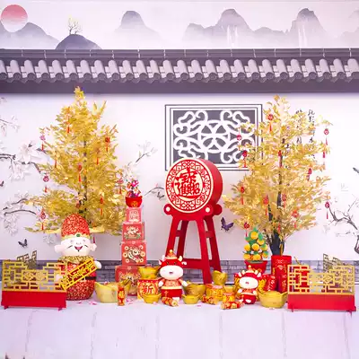 Spring Festival shopping Mall decoration Sitting cannon hanging cannon Firecracker decoration New Year Decoration New Year's Day window decoration New Year supplies