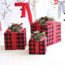 Christmas Decorations Christmas Tree Pile Head Red Cloth Iron Art Gift Box Three Sets Mall Hotel Shop Window Hem Gift Box