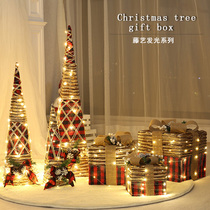 Festive Iron Arts Shine Gift Box Three Sets Christmas Decorations Mall Hotel Scene Placement Christmas Tree Heaps