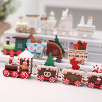 Polytechnique 20cm Christmas decorations wooded small train desktop shop window swing piece props children Christmas presents