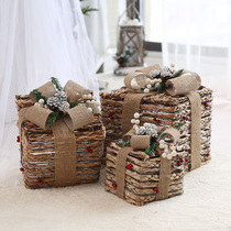 Christmas Decorations Gift Box Pendulum Pieces Iron Art Pendulum Pieces Christmas Decorations Gift Boxes Three Sets Christmas Scene Placement Heaps