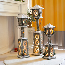 Christmas Shining Wood Street Lamp Swing Piece Creative Desktop Decorative supplies Café shop window Scene Placement props