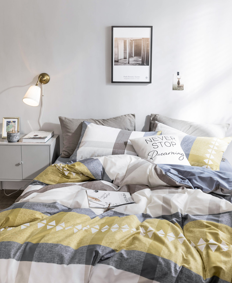 phong cách Bắc Âu tối giản mát bông denim bông trải giường chăn mảnh ký túc xá giường ba mảnh - Bộ đồ giường bốn mảnh chăn ga gối đệm