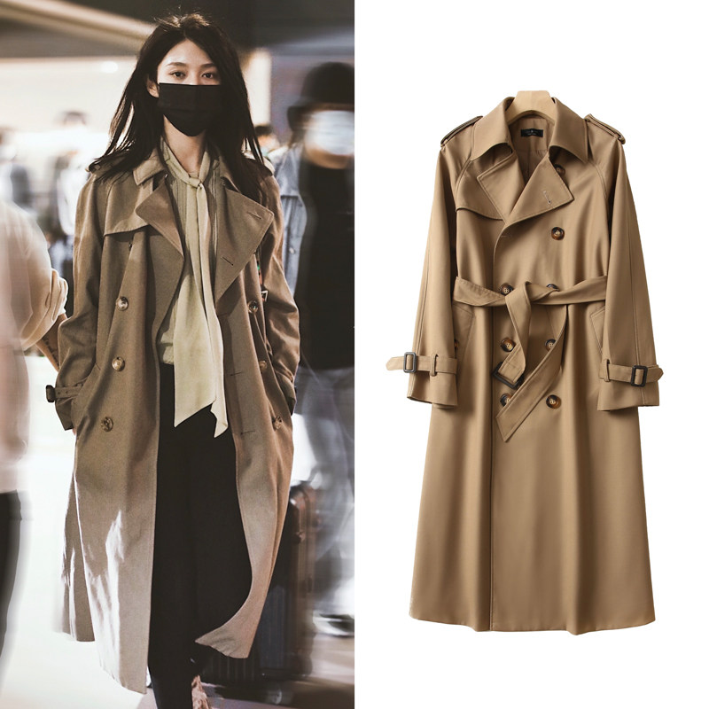 C's heavy star with the same mid-length windbreaker women's 2022 autumn new small temperament coat all-match women