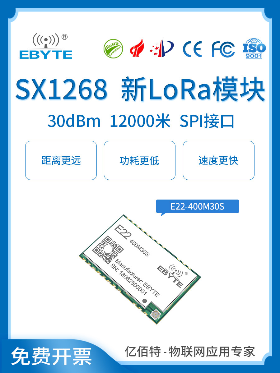 SX1278 SX1276 Wireless Module LoRa Spread Spectrum 433MHz High power PA SX1262 SX1268