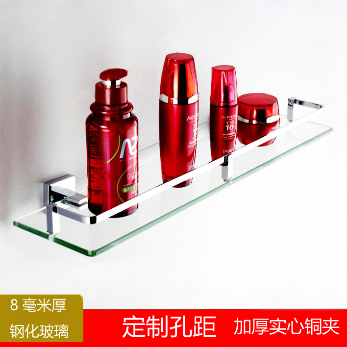 Bathroom Toilet Makeup Room Mirror Front Tempered Glass Shelf Perforated Wash Toiletry Terrace Bathroom containing glass shelf