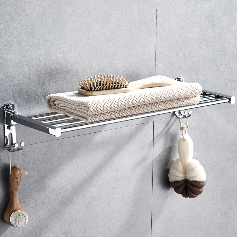 Punched towel rack cosmetic room wall hanging toilet full copper single rod towel with hook holder hanging nail