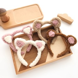 Internet Celebrity's Same Style Cute Lamb Hair Cat Ear Headband Sweet Face Wash Headband Bear Funny Hairpin for Women