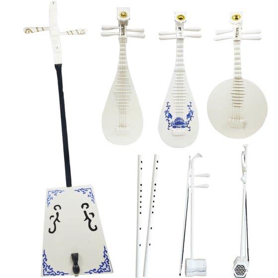 Matouqin, Erhu, Dizi, Pipa 및 Yueqin, 흰색 무대 공연, 댄스 시뮬레이션 악기 소품, 민속 음악 워크숍 캣워크