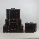 Retro vali đạo cụ chụp ảnh vali trường hợp cửa sổ hộp hiển thị mềm nội trú bằng gỗ hiển thị hành lý