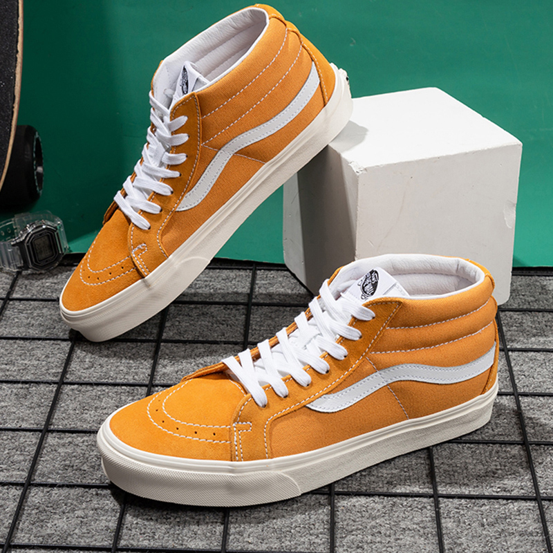 VANS Van Smen shoes women shoes high cylinder sails fabric shoes official flagship spring autumn new SK8-Mid casual board shoes men