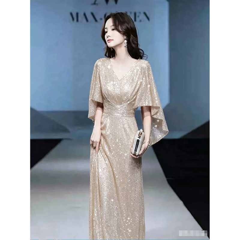 Plus-Size Champagne-Colored Evening Dress for Women, Conceals Body Flaws, Makes You Look Slimmer, Suitable for Banquets, Annual Meetings, Performances, and Exudes a High-End Feel, 2026 New Model Plus-Size Champagne-Colored Evening Dress for Women, Conceals Body Flaws, Makes You Look Slimmer, Suitable for Banquets, Annual Meetings, Performances, and Exudes a High-End Feel, 2026 New Model