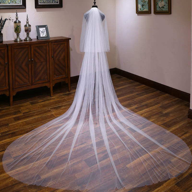 Douyin same paragraph luxury veil female bride big trailing wedding wedding veil headdress super fairy long plain yarn white