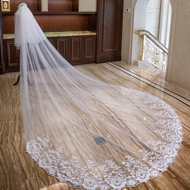 Champagne starred head yarn female brides super-long trailing wedding dresses wedding dresses headwear head decorated with long version of supersenssen white