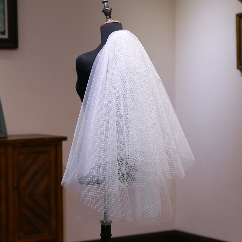 Wedding dress bride short retro short retro-minimal headdress super fan red photo props sentence header white